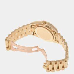 Pre Owned Rolex Champgne Diamonds 18k Yellow Gold Day - Date President 18038 Automatic Men's Wristwatch 36 mm