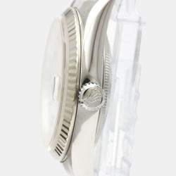 Pre Owned Rolex Silver 18K White Gold Stainless Steel Datejust 16234 Automatic Men's Wristwatch 35 mm