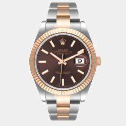 Rolex Brown 18K Rose Gold And Stainless Steel Datejust 126331 Automatic Men's Wristwatch 41 mm