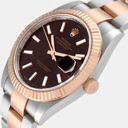 Rolex Brown 18K Rose Gold And Stainless Steel Datejust 126331 Automatic Men's Wristwatch 41 mm