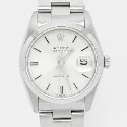 مملوكة مسبقًا Rolex Silver Stainless Steel Oyster Date Precision 6694 Men's Wristwatch 35 mm