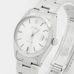 مملوكة مسبقًا Rolex Silver Stainless Steel Oyster Date Precision 6694 Men's Wristwatch 35 mm