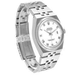 Rolex White Stainless Steel Oysterquartz Datejust 17014 Quartz Men's Wristwatch 36 mm