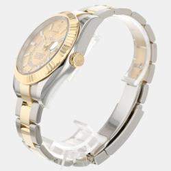 مملوكة مسبقًا Rolex Champagne 18k Yellow Gold And Stainless Steel Sky-Dweller 326933 Automatic Men's Wristwatch 42 mm