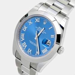 Pre Owned Rolex Blue Oystersteel Datejust M126300-0017 Men's Wristwatch 41 mm