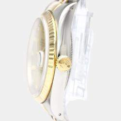 مملوكة مسبقًا Rolex Champagne Diamond 18k Yellow Gold And Stainless Steel Datejust 16233G Automatic Men's Wristwatch 36 mm