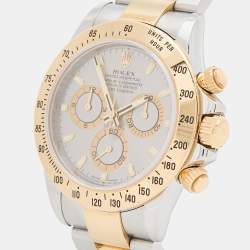 Pre Owned Rolex Slate 18K Yellow Gold Stainless Steel Cosmograph Daytona 116523 Men's Wristwatch 40 mm
