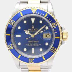 مملوكة مسبقًا Rolex Blue 18k Yellow Gold And Stainless Steel Submariner 16613LB Automatic Men's Wristwatch 40 mm