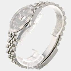 مملوكة م�سبقًا Rolex Green Diamond 18k White Gold And Stainless Steel Datejust 126234 Automatic Men's Wristwatch 41 mm