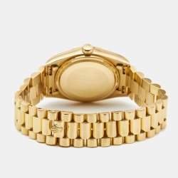 مملوكة مسبقًا Rolex Blue Vignette 18K Yellow Gold Diamond Vintage Oyster Perpetual Day-Date President 18038 Men's Wristwatch 36 mm