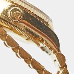 مملوكة مسبقًا Rolex Blue Vignette 18K Yellow Gold Diamond Vintage Oyster Perpetual Day-Date President 18038 Men's Wristwatch 36 mm