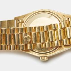 مملوكة مسبقًا Rolex Blue Vignette 18K Yellow Gold Diamond Vintage Oyster Perpetual Day-Date President 18038 Men's Wristwatch 36 mm