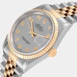 Rolex Silver 18k Yellow Gold And Stainless Steel Datejust 16233 Automatic Men's Wristwatch 36 mm