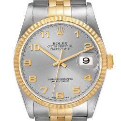 Rolex Silver 18k Yellow Gold And Stainless Steel Datejust 16233 Automatic Men's Wristwatch 36 mm