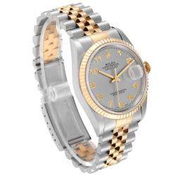 Rolex Silver 18k Yellow Gold And Stainless Steel Datejust 16233 Automatic Men's Wristwatch 36 mm