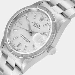 Rolex Silver Stainless Steel Oyster Perpetual Date 15210 Automatic Men's Wristwatch 34 mm