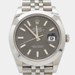 Pre Owned Rolex Grey Stainless Steel Datejust 126300 Men's Wristwatch 41 mm