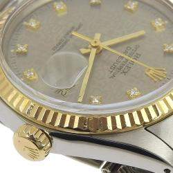 Pre Owned Rolex Grey Yellow Gold Stainless Steel and Diamond Datejust 16013G Automatic Men's Wristwatch 36mm