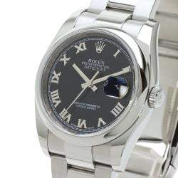 Rolex Black Stainless Steel Datejust 116200 Men's Wristwatch 36 mm