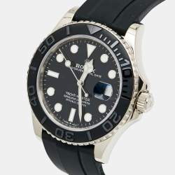 Pre Owned Rolex Black Ceramic 18K White Gold Rubber Yacht-Master 226659 Automatic Men's Wristwatch 42 mm