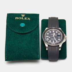 Pre Owned Rolex Black Ceramic 18K White Gold Rubber Yacht-Master 226659 Automatic Men's Wristwatch 42 mm