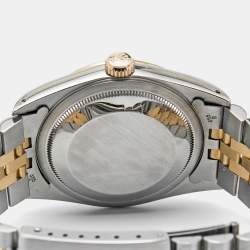 Pre Owned Rolex Silver Diamonds 18K Yellow Gold And Stainless Steel Datejust 16233 Men's Wristwatch 36 MM