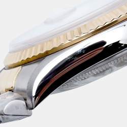 مملوكة مسبقًا Rolex White Pyramid 18K Yellow Gold Stainless Steel Datejust 16233 Men's Wristwatch 36 mm