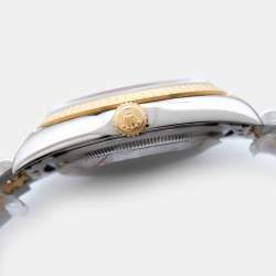 مملوكة مسبقًا Rolex White Pyramid 18K Yellow Gold Stainless Steel Datejust 16233 Men's Wristwatch 36 mm