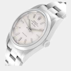 Pre Owned Rolex Air King Silver Dial Smooth Bezel Steel Men's Watch 14000 34 mm