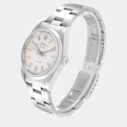 Pre Owned Rolex Air King Silver Dial Smooth Bezel Steel Men's Watch 14000 34 mm