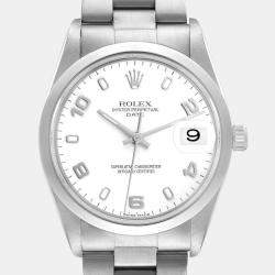 Rolex Date White Dial Oyster Bracelet Steel Men's Watch 15200 34 mm