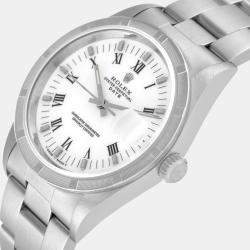 Rolex Date White Dial Oyster Bracelet Steel Men's Watch 15210 34 mm
