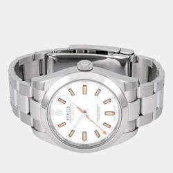 Rolex White Stainless Steel Milgauss 116400 Automatic Men's Wristwatch 40 mm