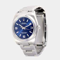 Rolex Blue Stainless Steel Oyster Perpetual 116000 Automatic Men's Wristwatch 36 mm