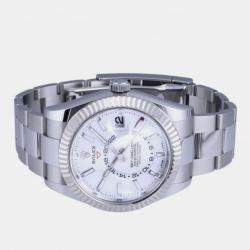 Rolex White 18k White Gold And Stainless Steel Sky-Dweller 326934 Automatic Men's Wristwatch 42 mm