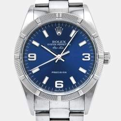 Pre Owned Rolex Blue Stainless Steel Air-King 14010M Men's Wristwatch 34 mm