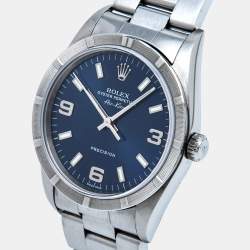 Pre Owned Rolex Blue Stainless Steel Air-King 14010M Men's Wristwatch 34 mm