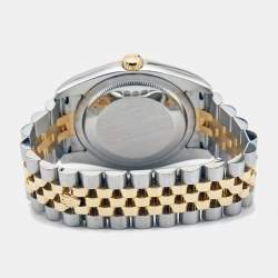 Pre Owned Rolex Blue Vignette 18K Yellow Gold Stainless Steel Diamond Datejust 116233 Men's Wristwatch 36 mm