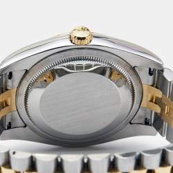 Pre Owned Rolex Blue Vignette 18K Yellow Gold Stainless Steel Diamond Datejust 116233 Men's Wristwatch 36 mm