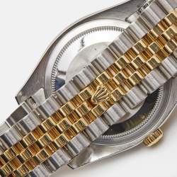 Pre Owned Rolex Blue Vignette 18K Yellow Gold Stainless Steel Diamond Datejust 116233 Men's Wristwatch 36 mm