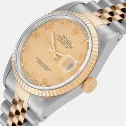 Rolex Datejust Steel Yellow Gold Champagne Arabic Dial Men's Watch 16233 36 mm