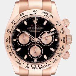 Rolex Daytona Black Dial Rose Gold Mens Watch 116505 40 mm