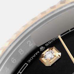 Rolex Datejust Steel Yellow Gold Black Diamond Dial Mens Watch 126233 36 mm