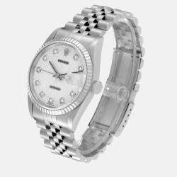 Rolex Datejust Steel White Gold Silver Anniversary Diamond Dial Mens Watch 16234