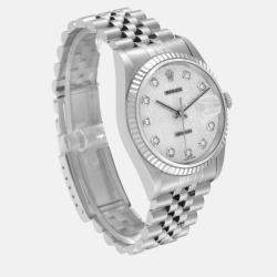 Rolex Datejust Steel White Gold Silver Anniversary Diamond Dial Mens Watch 16234