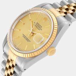 Rolex Datejust Steel Yellow Gold Champagne Dial Men's Watch 36 mm