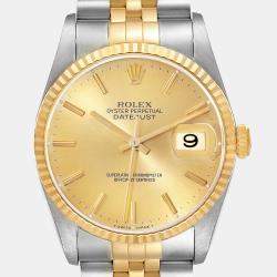 Rolex Datejust Steel Yellow Gold Champagne Dial Men's Watch 36 mm