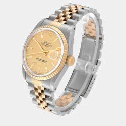 Rolex Datejust Steel Yellow Gold Champagne Linen Dial Men's Watch 36 mm