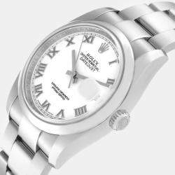 Rolex Datejust White Roman Dial Steel Mens Watch 116200 36 mm