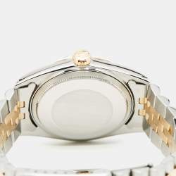 Pre Owned Rolex Black 18K Yellow Gold Stainless Steel Datejust 1601/3 Men's Wristwatch 36 mm